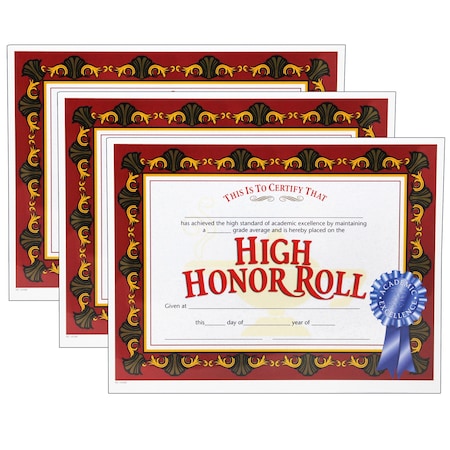 Hayes High Honor Roll Certificate, PK90 VA586